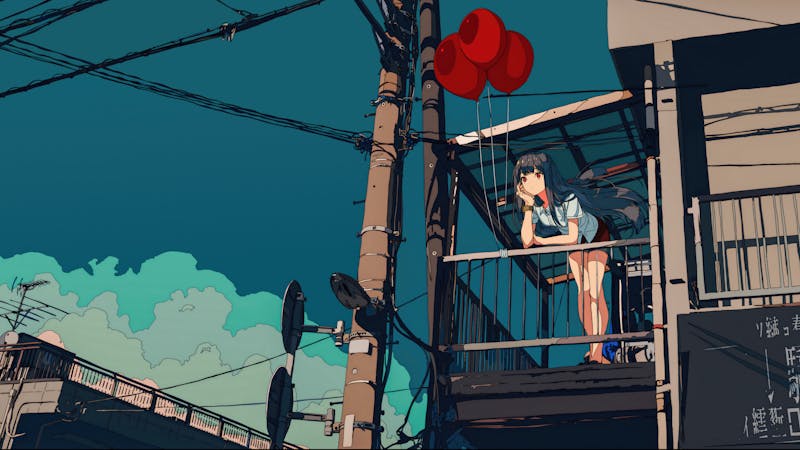 animegirlwithballoonsstandingonabalconyhz.jpg (4466x2512)